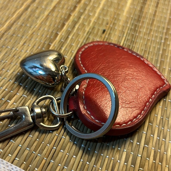 Leather and Chrome Heart-Shaped Pink and Red Keychain Purse Charm - Picture 7 of 7